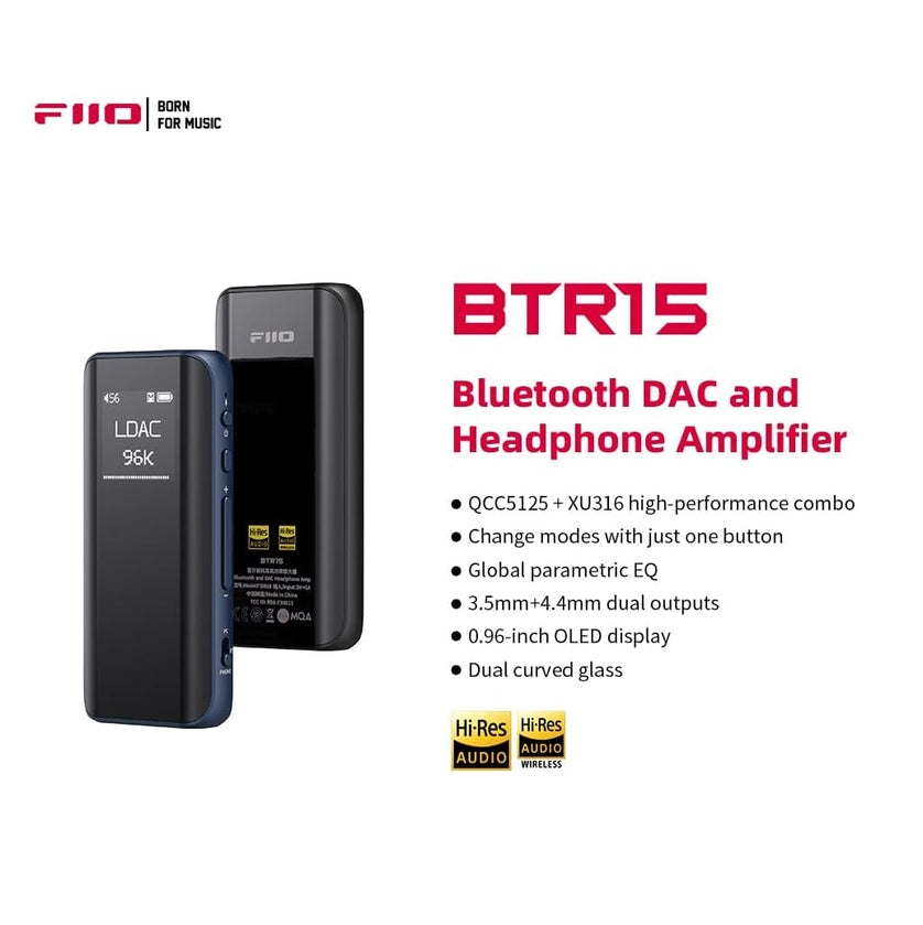 Amplificador y DAC Bluetooth Hi-Res FiiO BTR15 MQA - Black