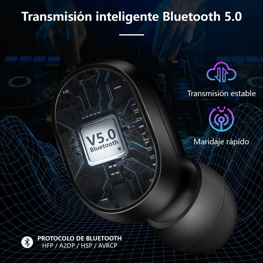 Audífonos Bluetooth Super Bass TWS NHT 0.2 - Piano Black