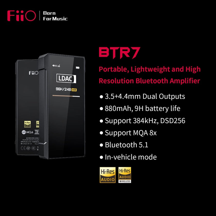 Amplificador y DAC Bluetooth Hi-Res FiiO BTR7 MQA Lightning - Black