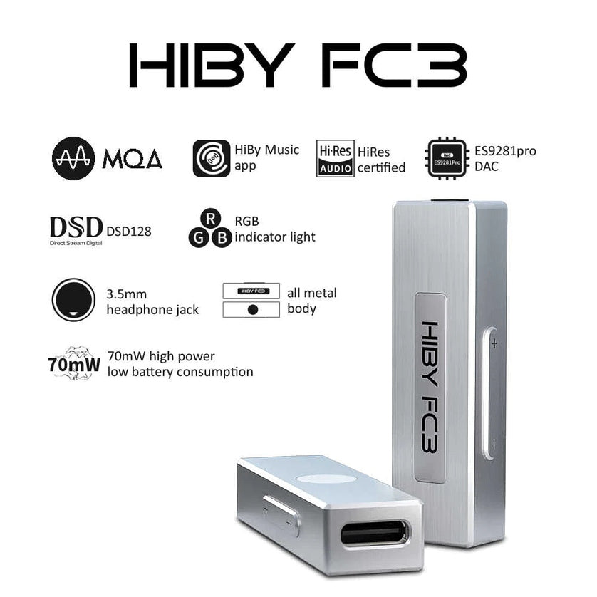 Amplificador y DAC USB HiBy FC3 MQA - Silver