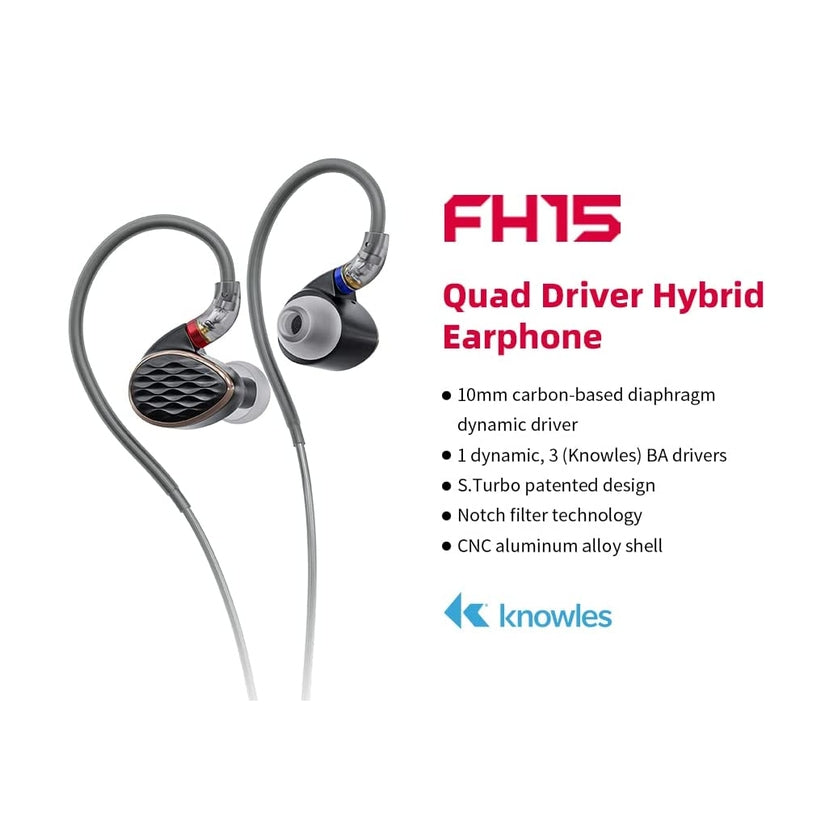 Audífonos Híbridos Configurables de 4 Drivers FiiO FH15 - Black Gold