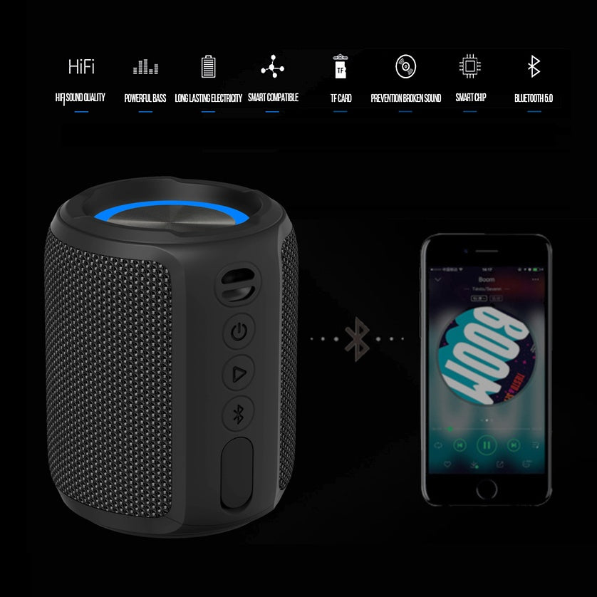 Bocina Portátil Bluetooth con Extra Bass y RGB Aliencraft OUMUA - Blac –