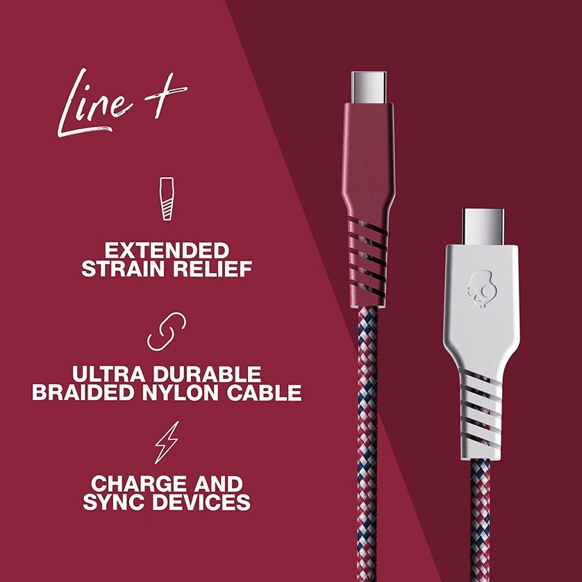 Skullcandy Cable de carga USB Tipo C a Tipo C con doble Trenzado - Crimson